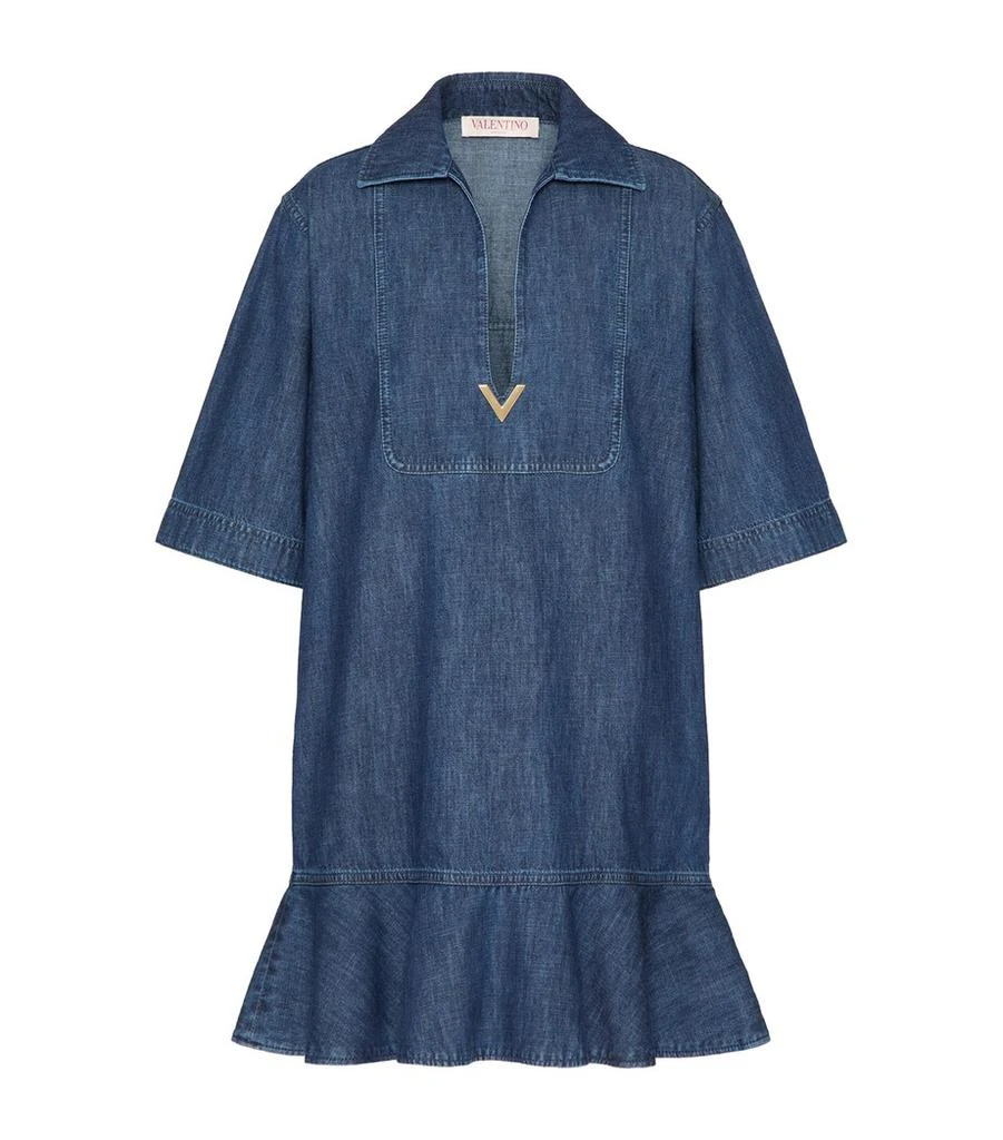 Valentino Denim V-Detail Mini Dress 1