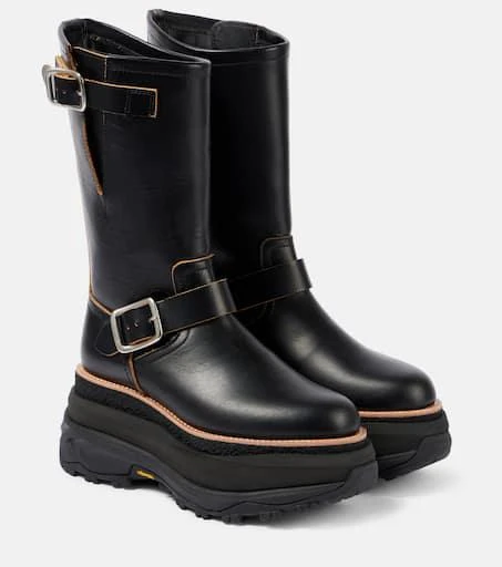 Sacai Leather platform biker boots 1