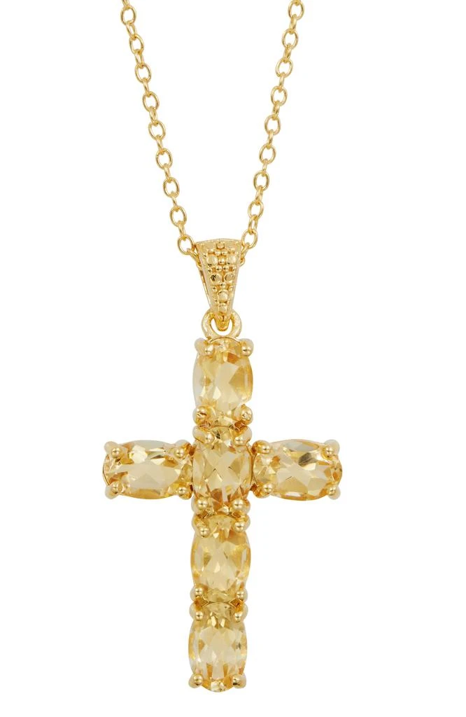 Savvy Cie Jewels 18K GOLD OVER STERLING SILVER CROSS PENDANT NECKLACE