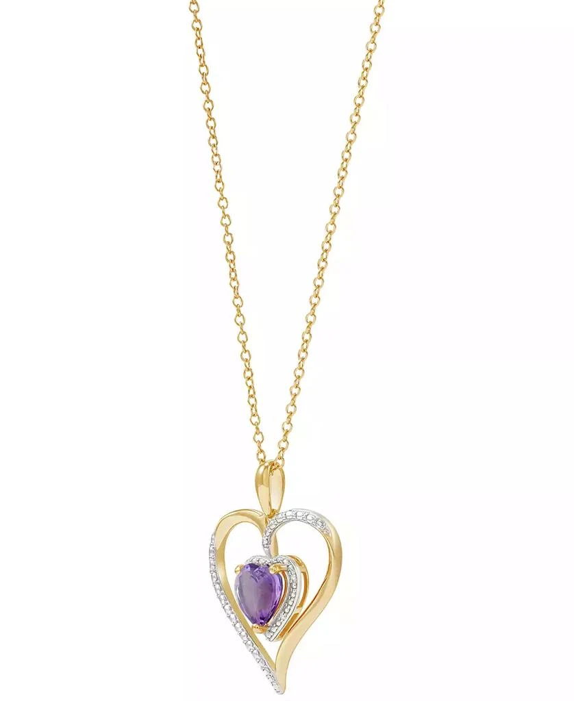 Macy's Birthstone Gemstone & Diamond Accent Heart 18" Pendant Necklace in 14k Gold-Plated Sterling Silver 3