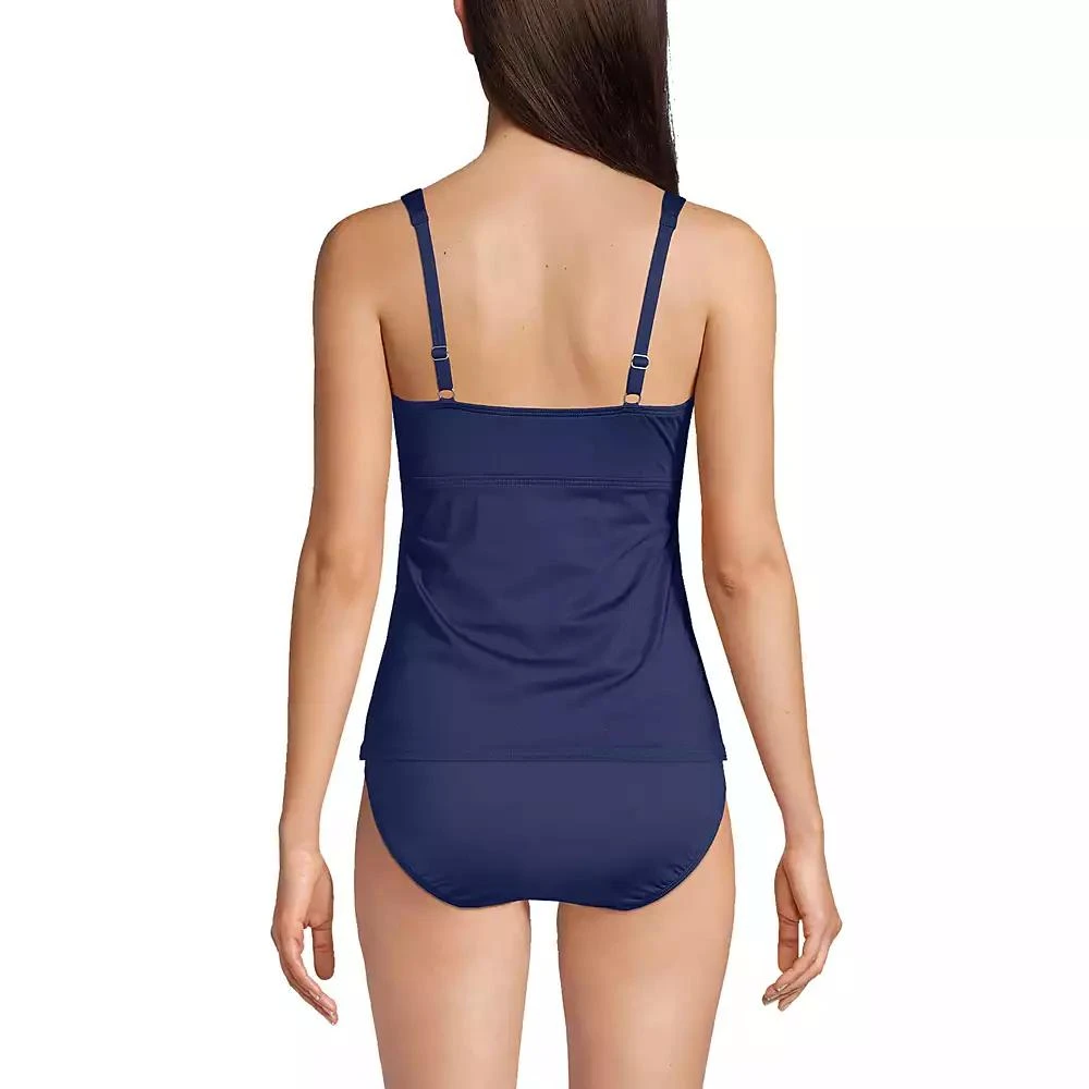 Lands' End Women's Long Torso V-Neck Wrap Underwire Tankini Swimsuit Top 2