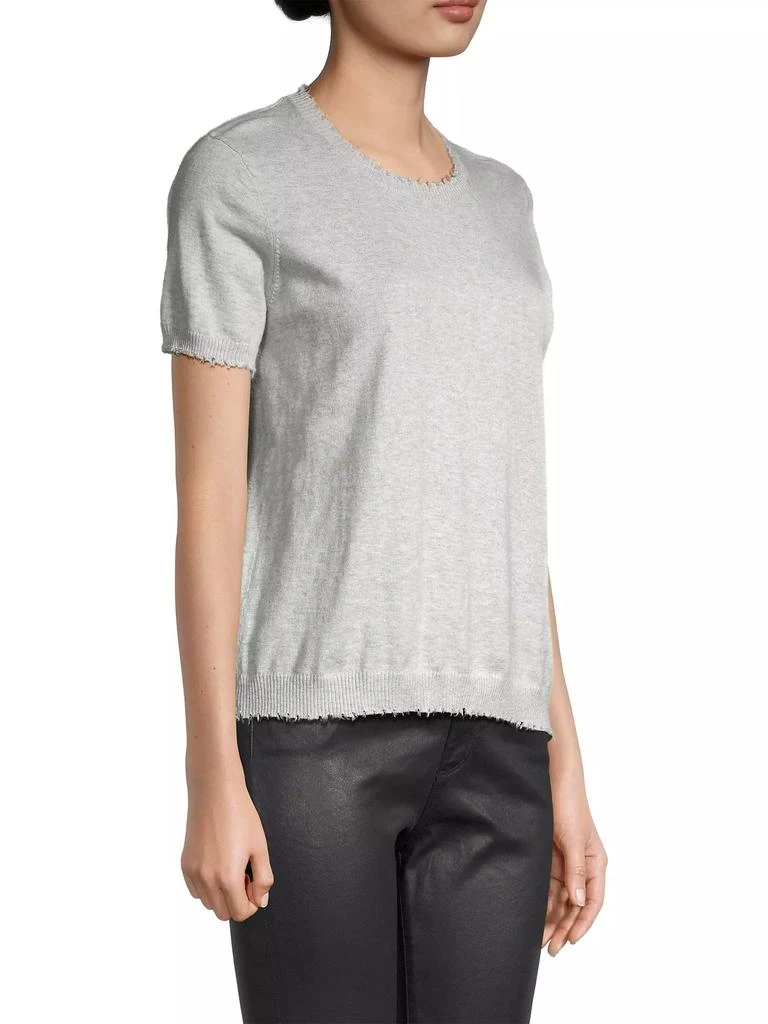 Minnie Rose Cotton-Cashmere Frayed Boxy T-Shirt 4