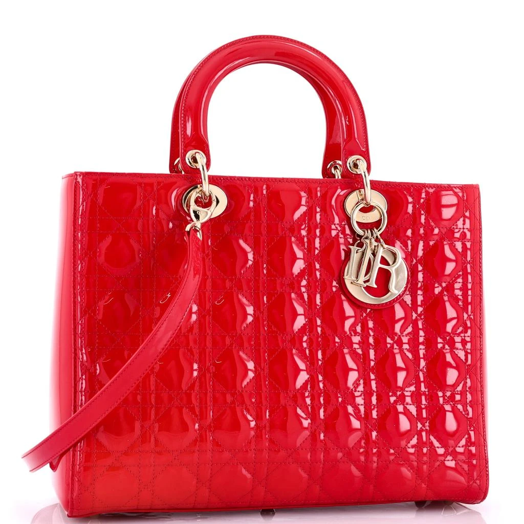 Dior Vintage Lady Dior Bag Cannage Quilt Patent Large 2