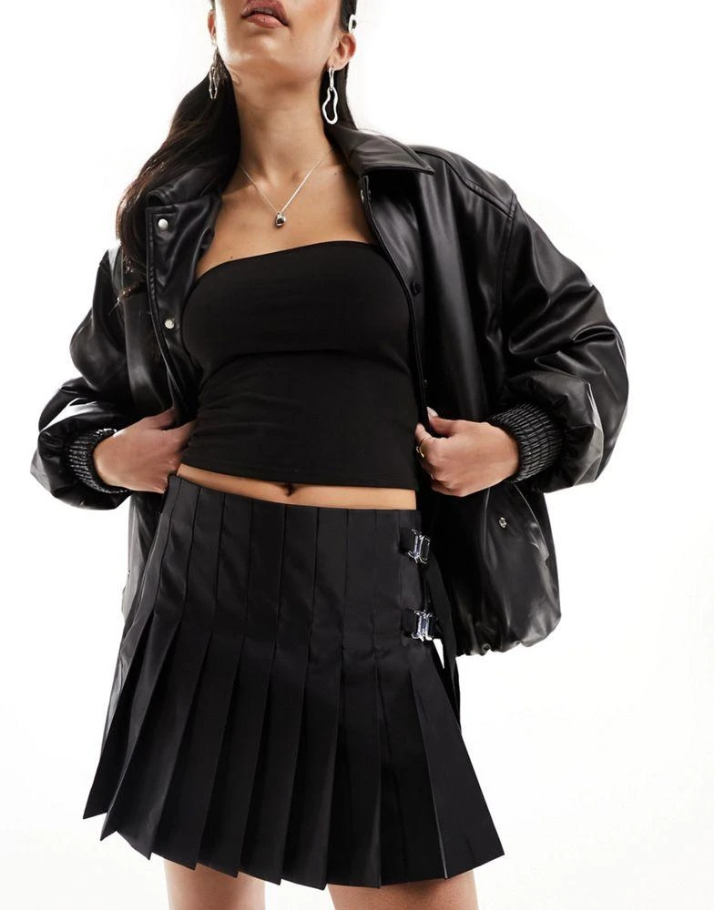 Miss Sixty Miss Sixty mini tennis skirt with strap detail in black 5