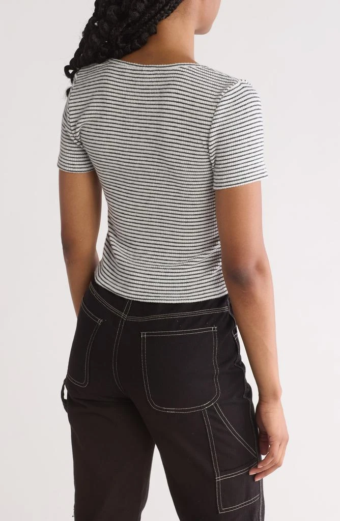 Noisy may Stripe Notch Neck Rib Knit Crop Top 2