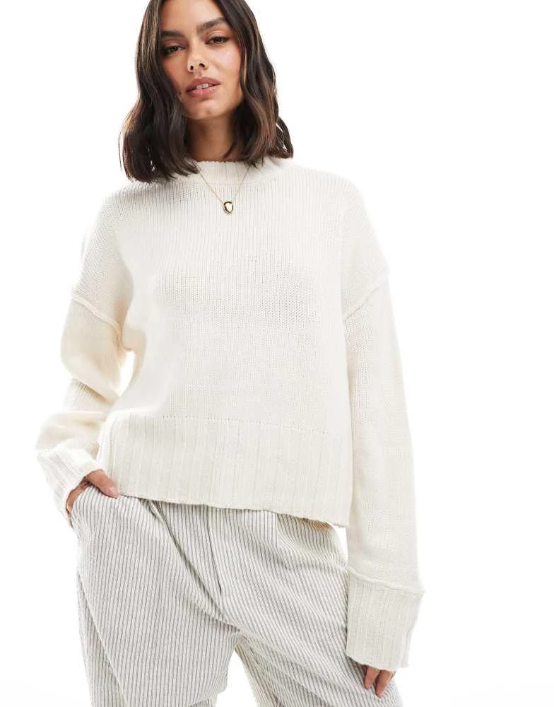 ASOS ASOS DESIGN clean crew neck jumper in white 1