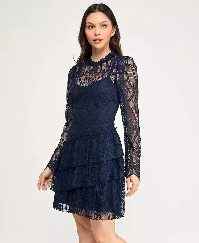 ROW A Women's Long-Sleeves 3 Tier Dress - Navy - Size M ROW A Women's Long-Sleeves 3 Tier Dress - Navy - Size M