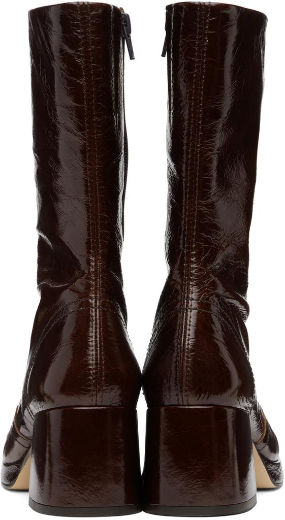 MIISTA Brown Cass Patent Boots