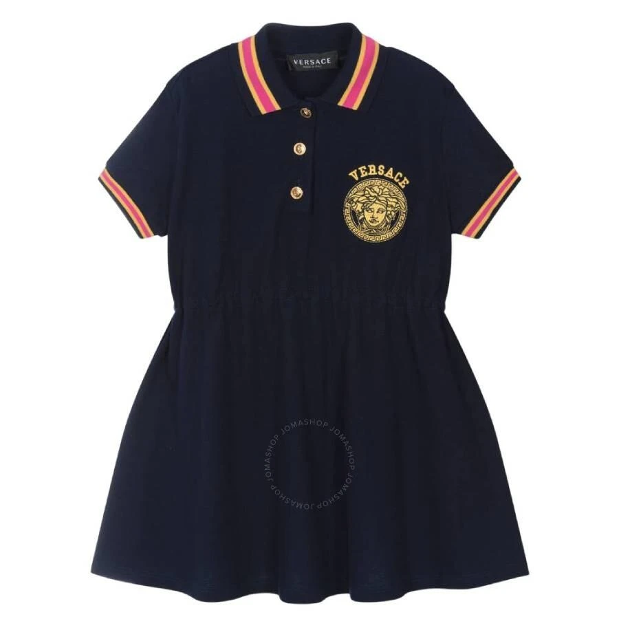 Young Versace Girls Medusa Logo Embroidered Polo Dress 1