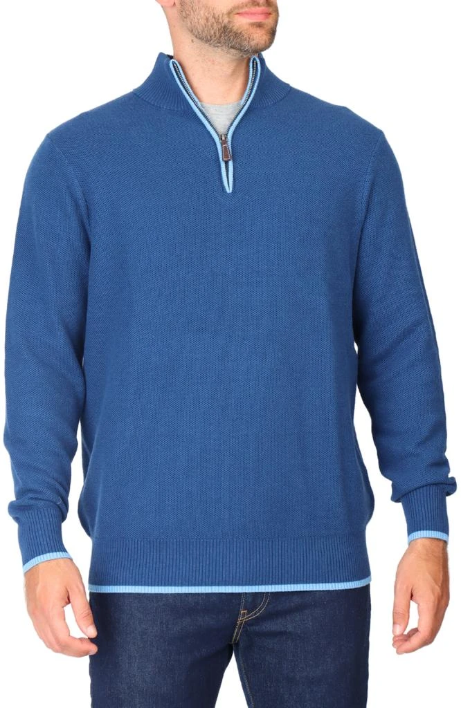 TailorByrd Cotton Textured Waffle Quarter-Zip 7