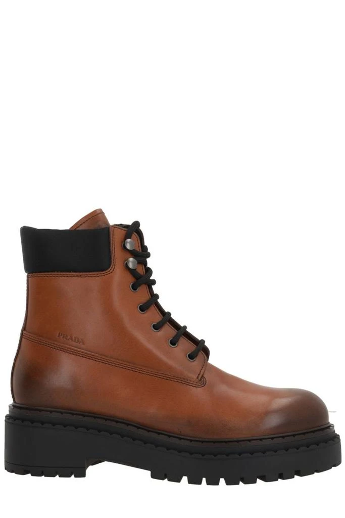 Prada Prada Logo-Debossed Lace-Up Ankle Boots 1