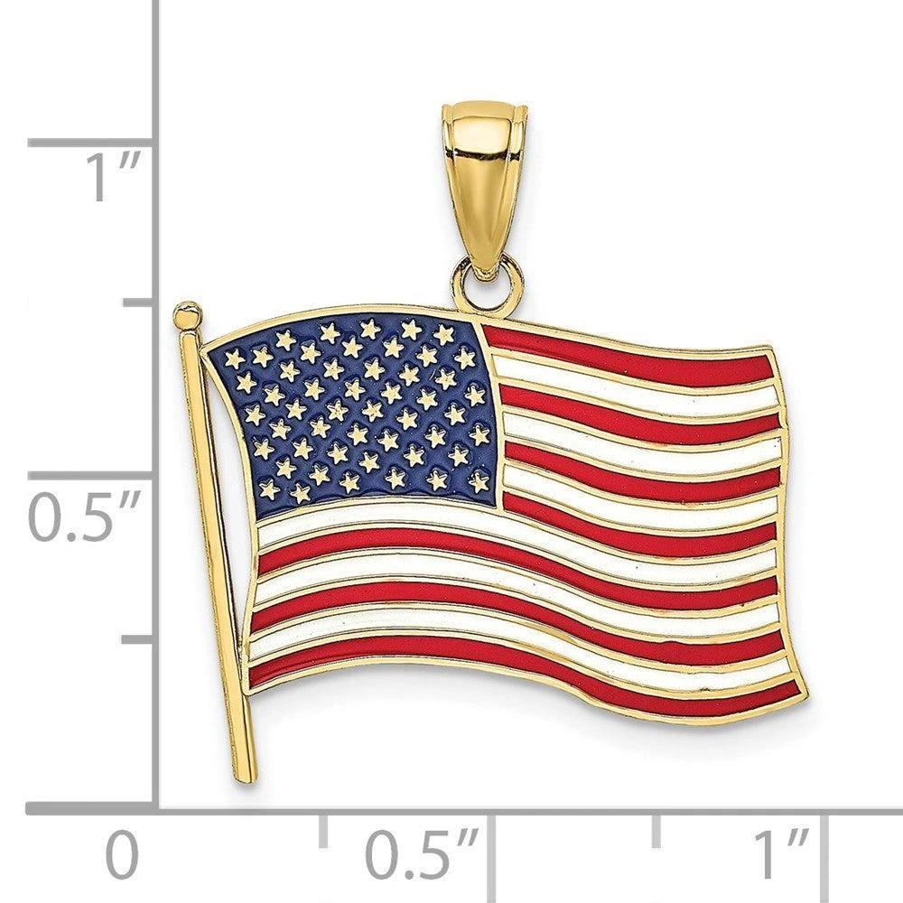 Diamond2Deal 10k Yellow Gold Enamel American Flag Charm Pendant 3