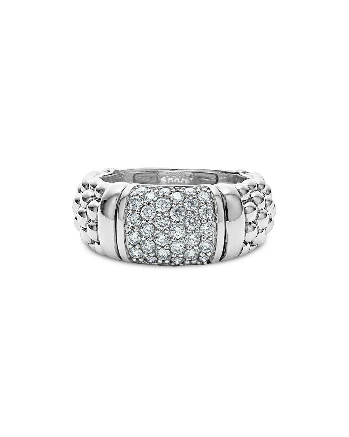 LAGOS Sterling Silver Pavé Diamond Caviar Ring