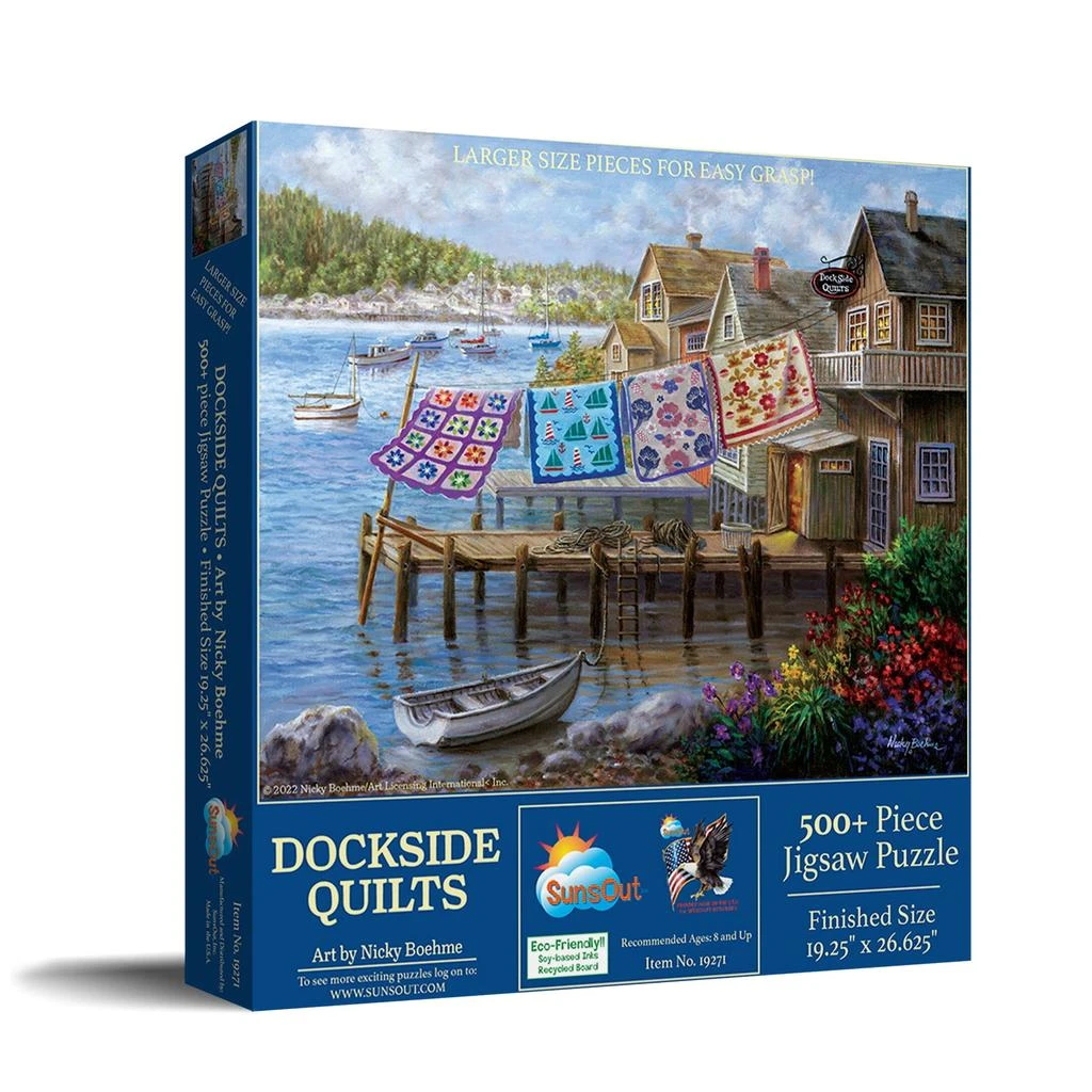 SunsOut Dockside Quilts 500 piece Jigsaw Puzzle for Adults Large Pieces