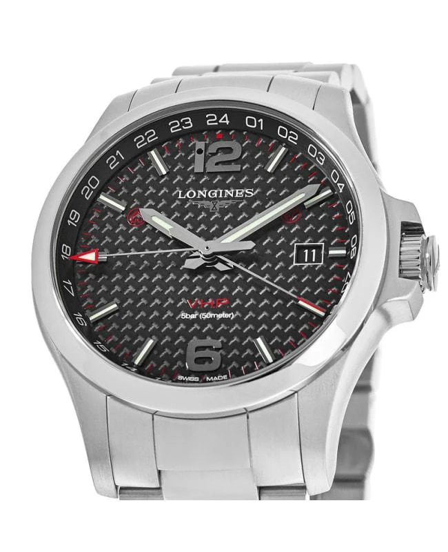 Longines Longines Conquest V.H.P. GMT Black Carbon Dial Men's Watch L3.728.4.66.6 2