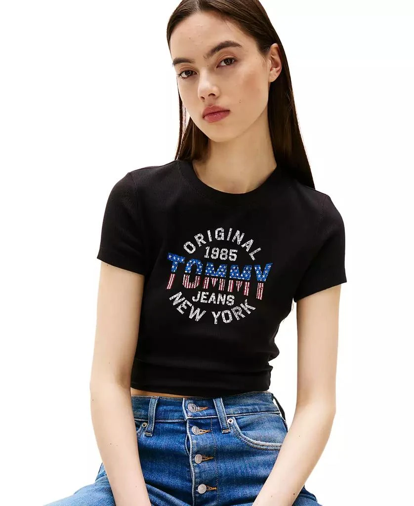 Tommy Jeans Women's Slim-Fit Ribbed Americana Graphic T-Shirt 3