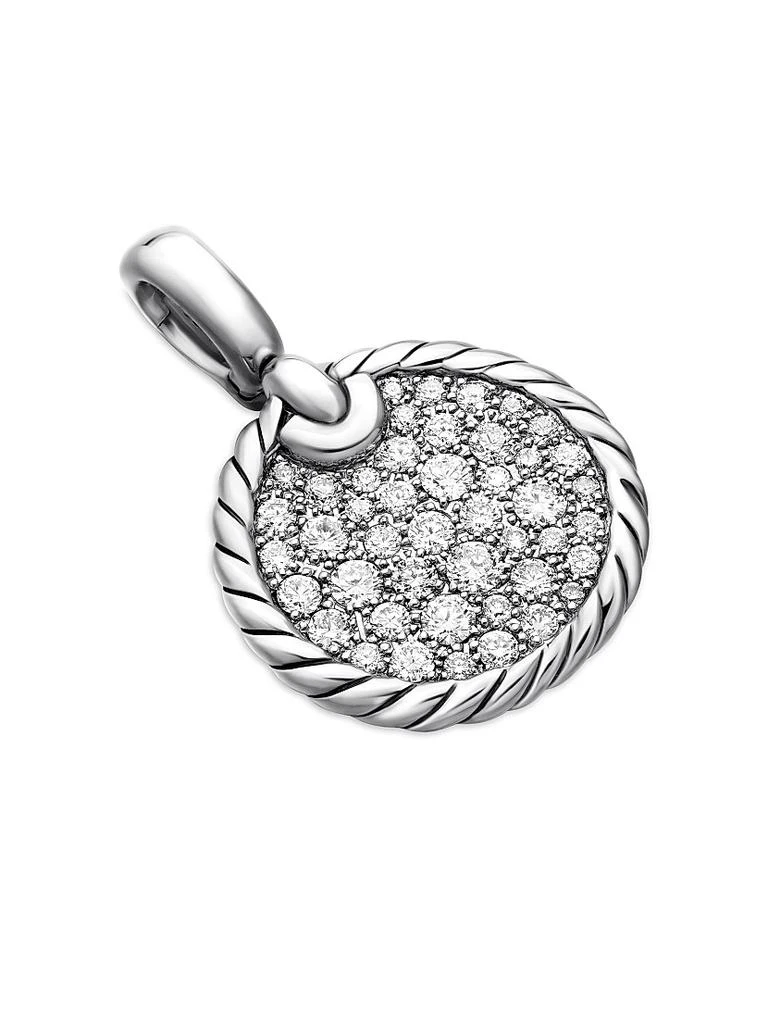 David Yurman DY Elements Disc Pendant in Sterling Silver with Diamonds, 14mm 3