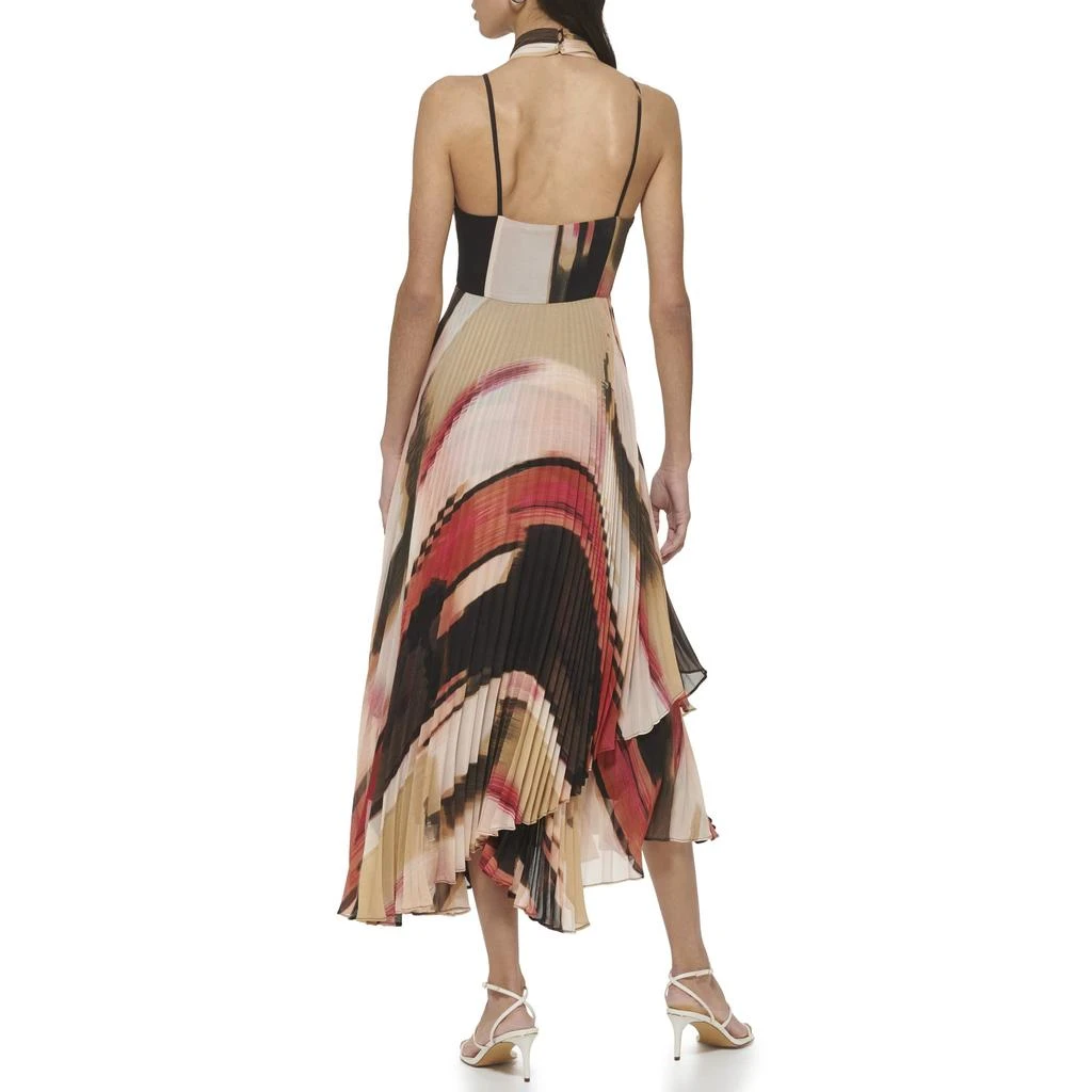 DKNY Sleeveless Print Chiffon Pleated Halter Dress 2