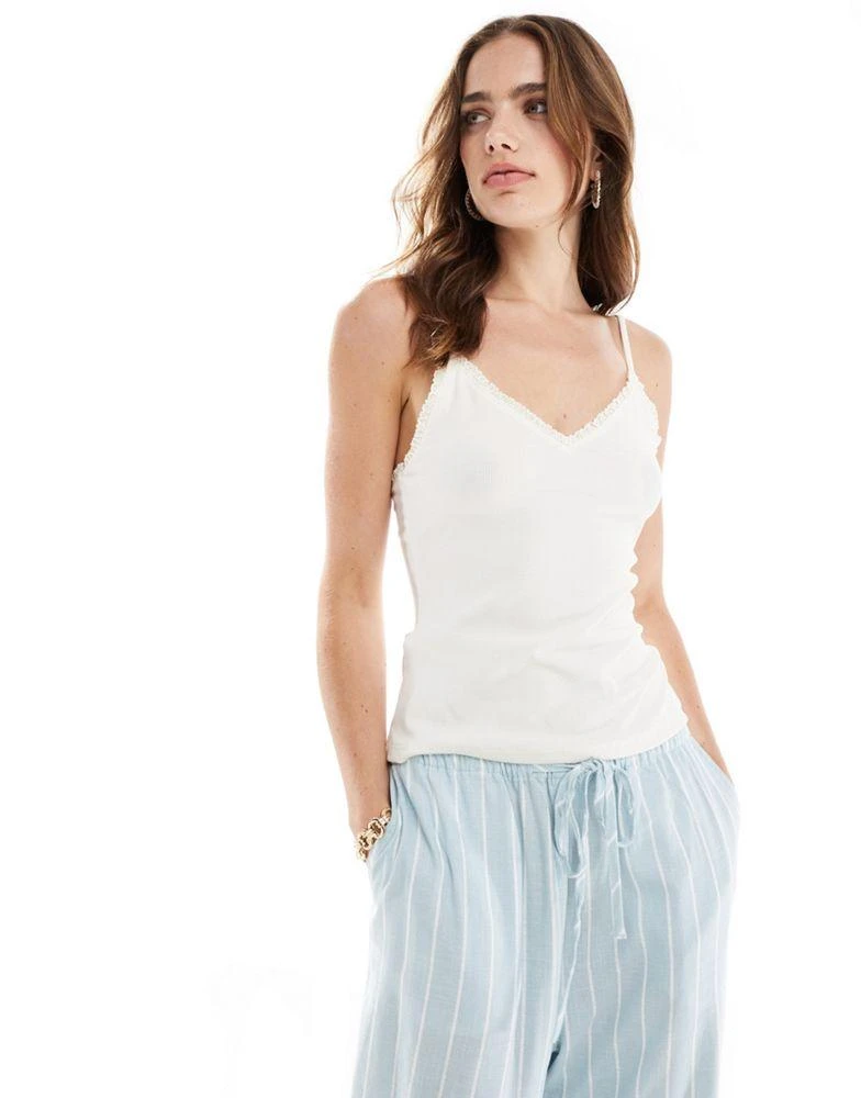Mango Mango lace trim cami vest in white 1