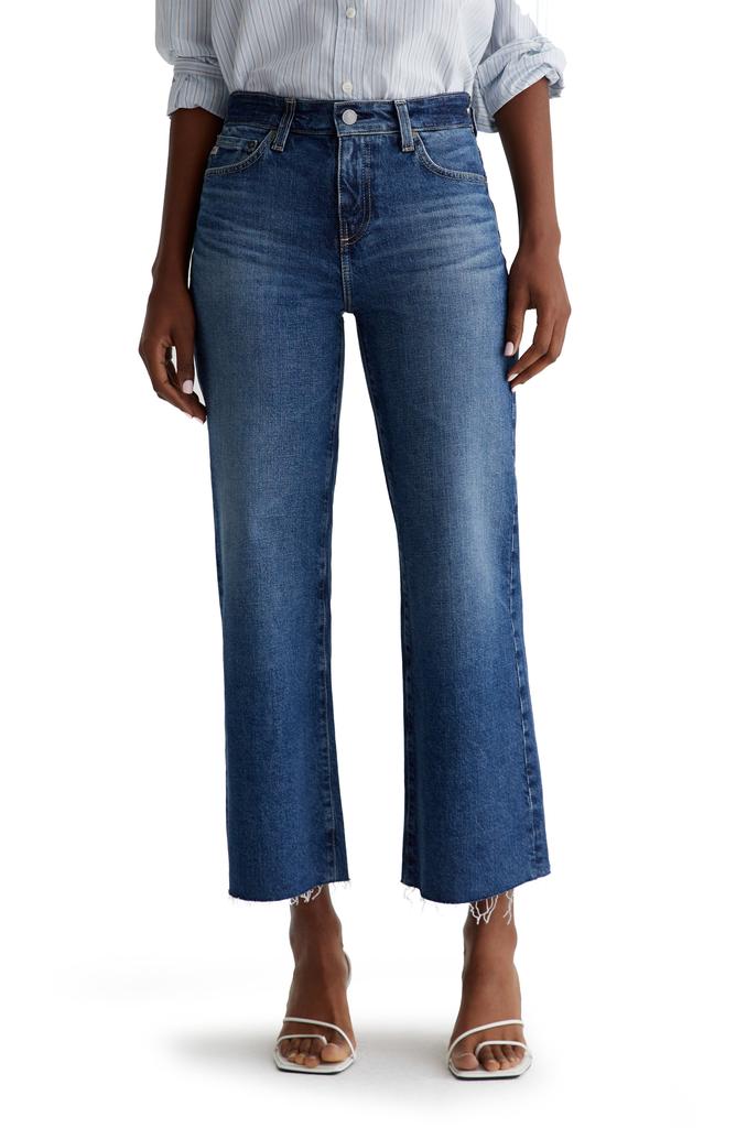 AG Saige Stretch Raw Hem Crop Wide Leg Jeans