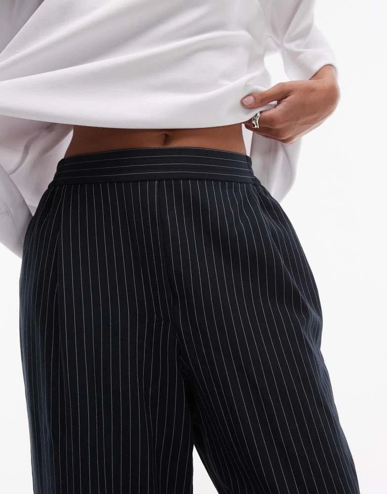 Topshop Topshop contrast stitch pinstripe jogger in navy 4