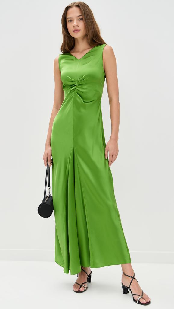 Lee Mathews Stella Silk Satin Ruched Dress