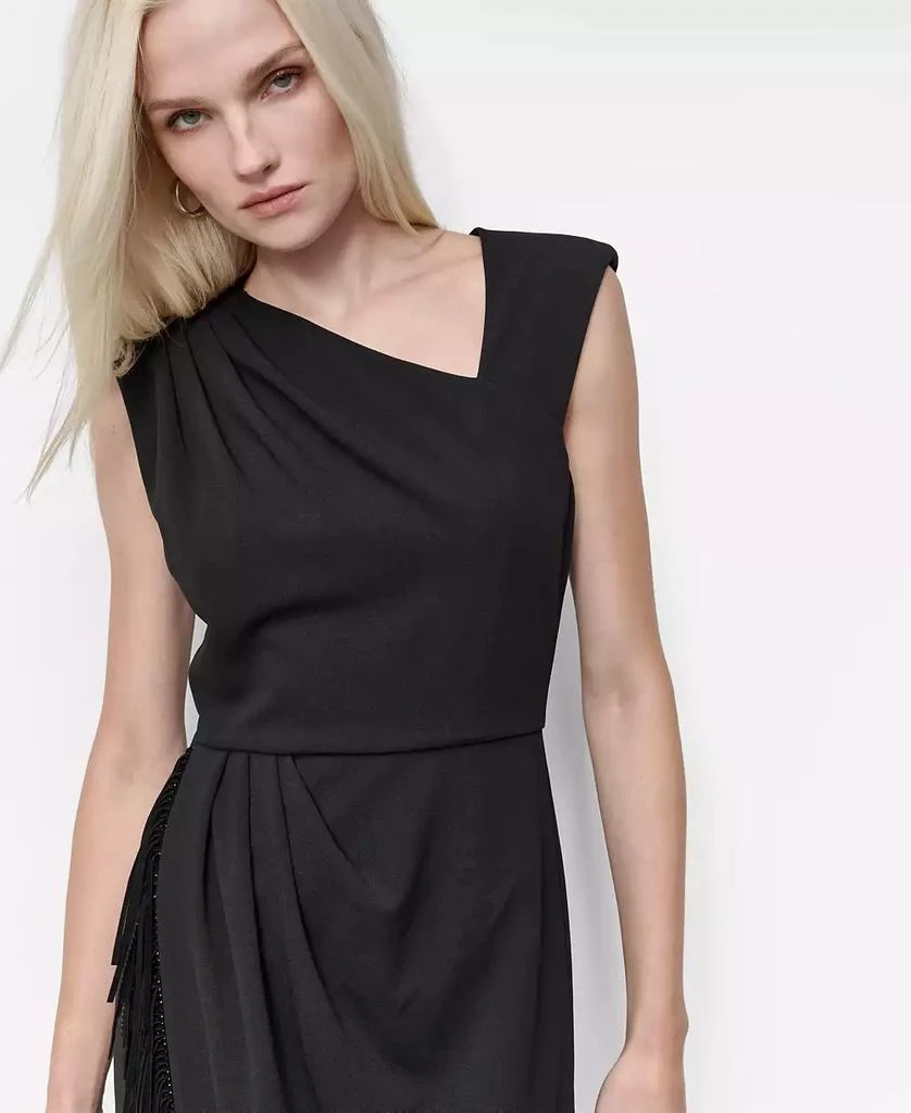 DKNY Women's Asymmetrical Fringe-Hem Cocktail Dress 4