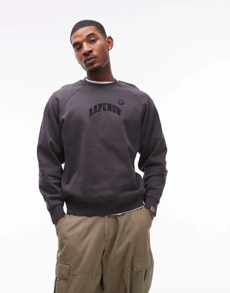AAPE Aape By A Bathing Ape logo sweatshirt in washed grey 1