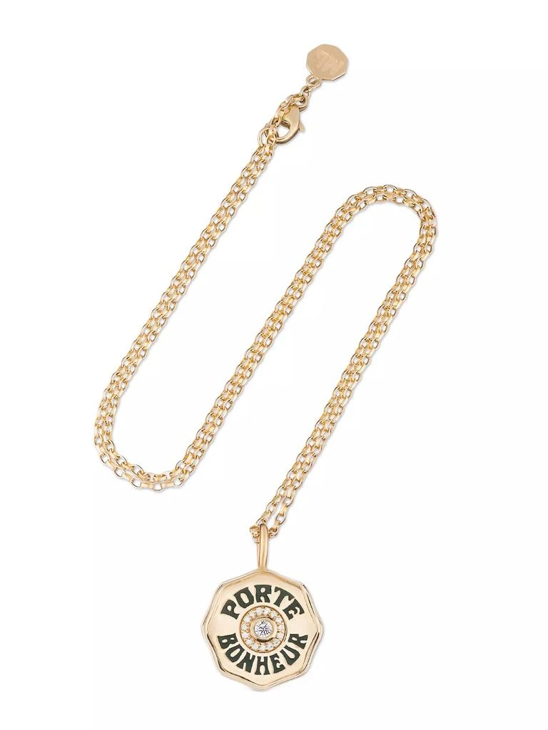 Marlo Laz Je Porte Bonheur 14K Yellow Gold & 0.15 TCW Diamond Mini Pendant Necklace 2