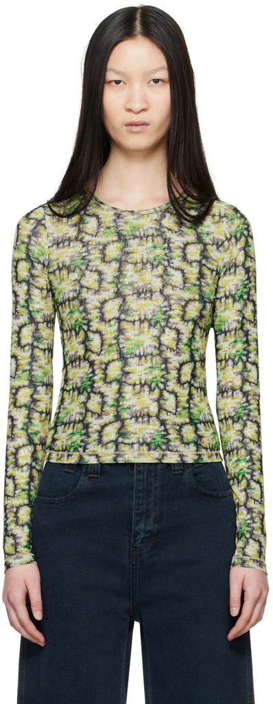 Eckhaus Latta Green Duet Long Sleeve T-Shirt 1