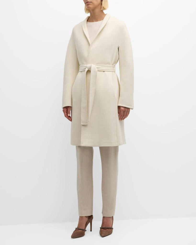 Eleventy Belted Pick Stitch Wool Coat 3