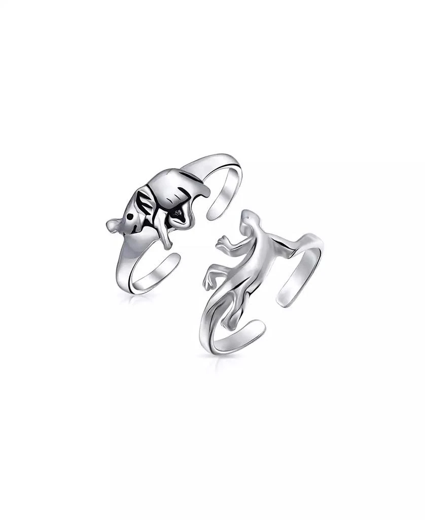 Bling Jewelry Set of 2 Lucky Elephant
Gecko Lizard Toe Ring Midi Mid Finger Sterling Silver