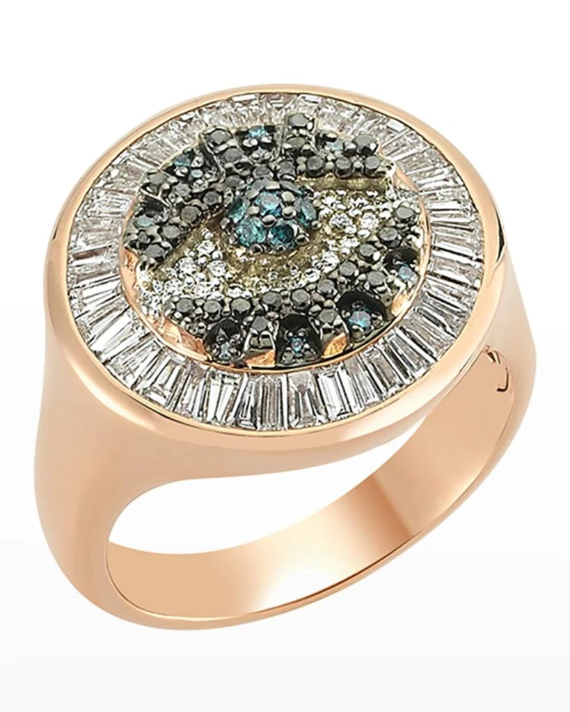 Bee Goddess 14k Rose Gold Eye Light Diamond Round and Baguette Ring 1
