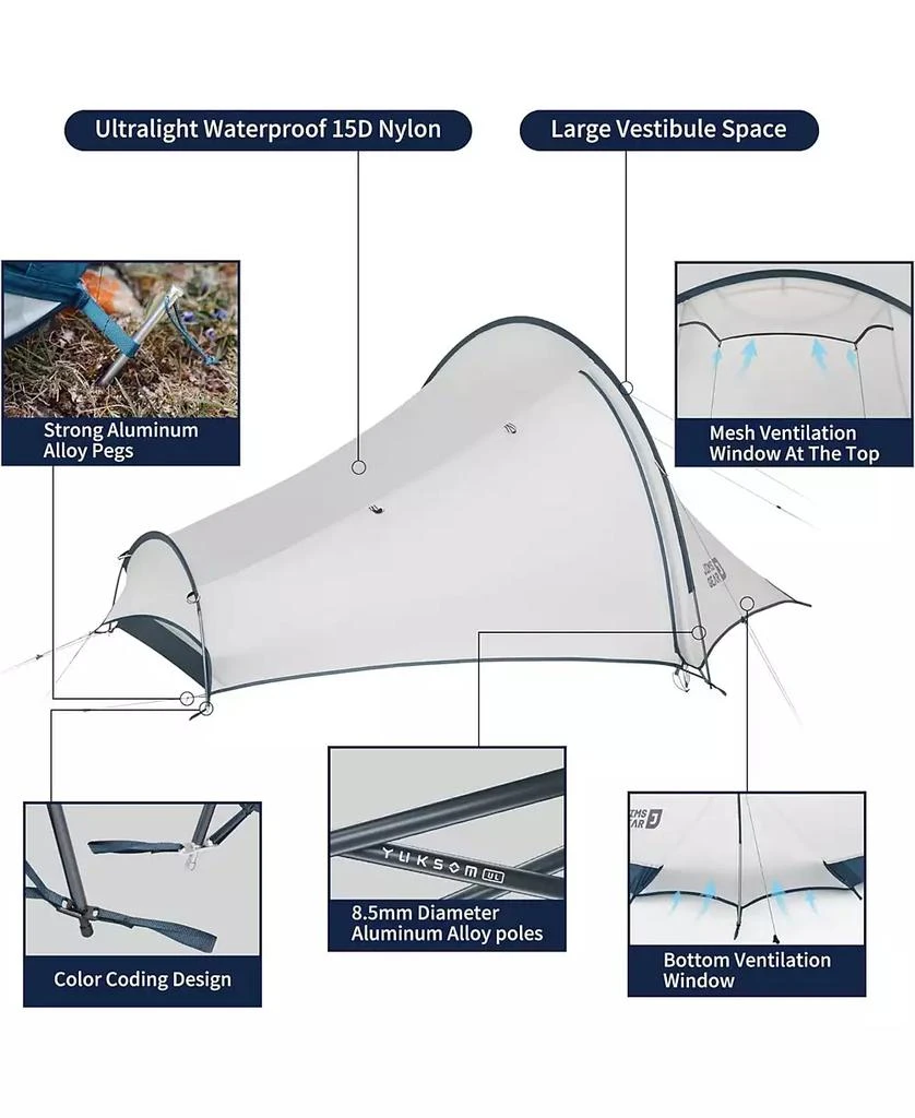 Naturehike Jims Gear Ultralight Backpacking Tent, 1-2 Person Tunnel Tent with Vestibule, Waterproof and Windproof for High-Altitude Camping 5