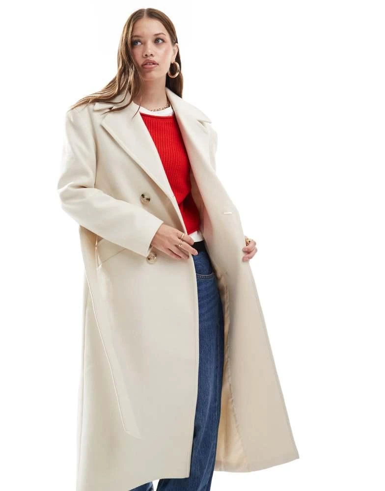 Miss Selfridge Miss Selfridge belted wrap formal coat in cream 3