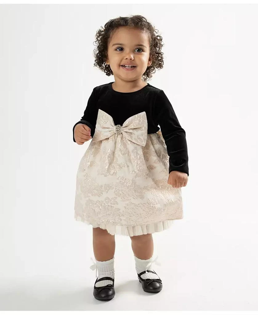 Rare Editions Baby Girl Velvet Brocade Social Dress 1