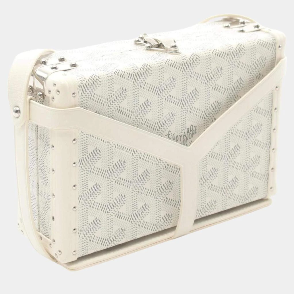 Goyard Goyard White Goyardine Coated Canvas Leather Minaudière Trunk Bag 2