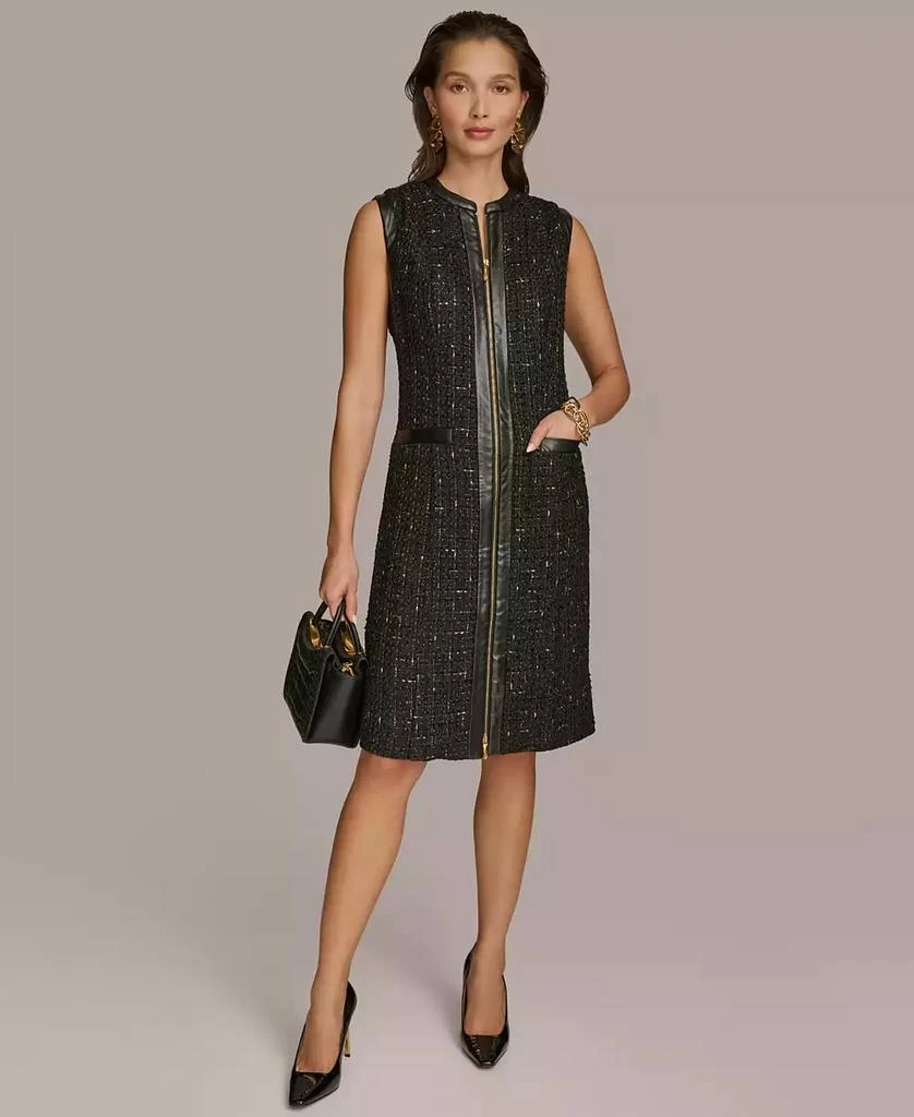 Donna Karan Women's Faux Leather-Trim Sheath Dress 1