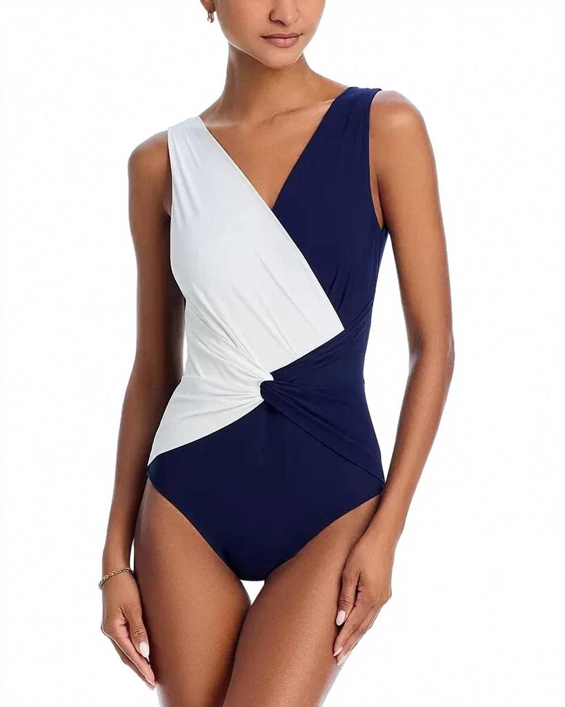 Chiara Boni La Petite Robe Classic Filly One Piece Swimsuit In Navy / White