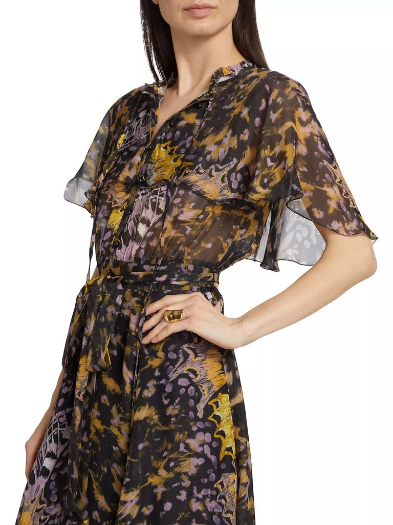 Marchesa Rosa Abstract Chiffon Midi-Dress 6