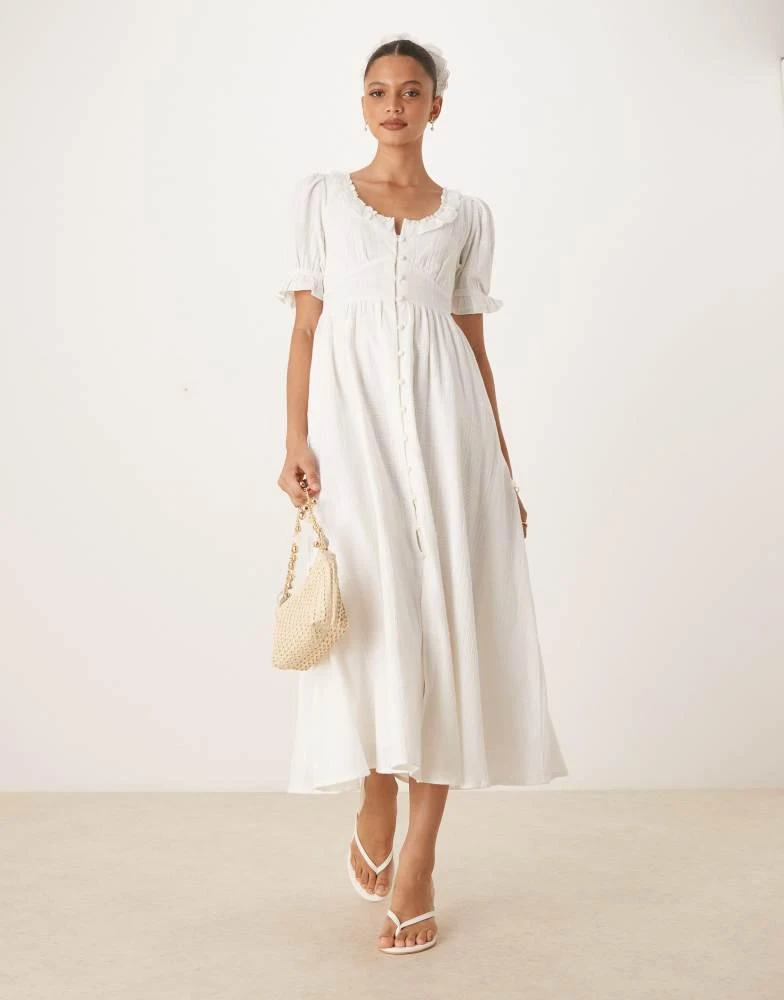 Nobody's Child Nobody's Child Flossie frill detail midaxi dress in white 1