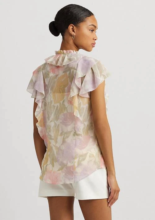 Ralph Lauren Ralph Lauren Women S Floral Ruffle Trim Georgette Blouse 2