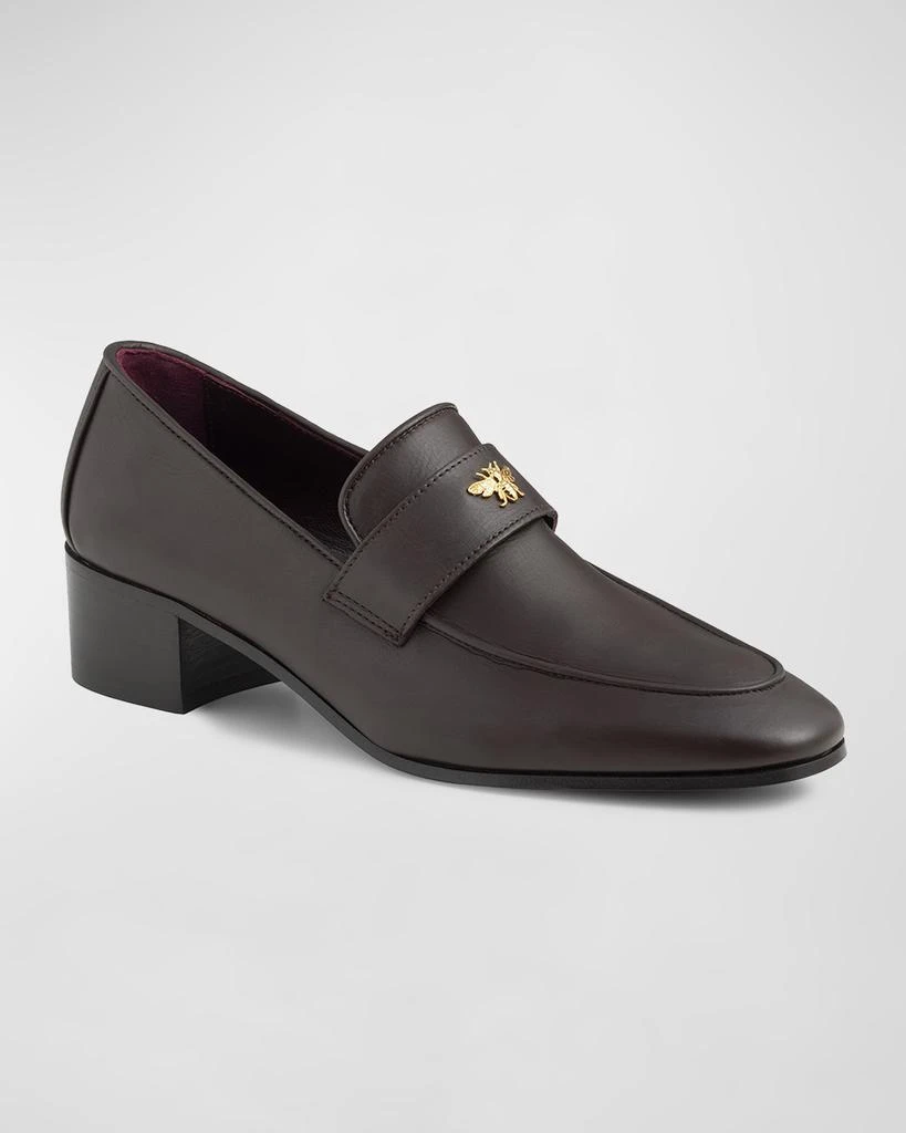 Bougeotte Leather Medallion Heeled Loafers 2