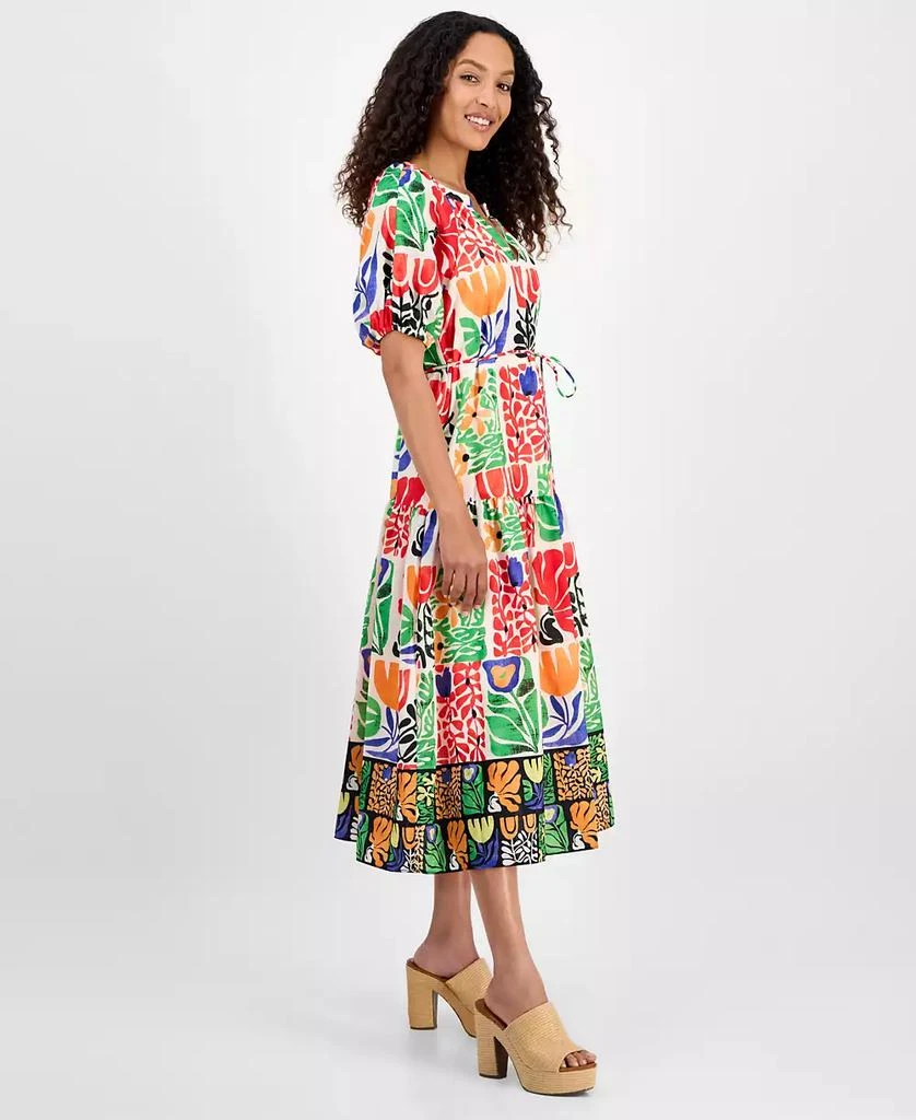 julia jordan Women's Printed V-Neck Puff-Sleeve Midi Dress 3