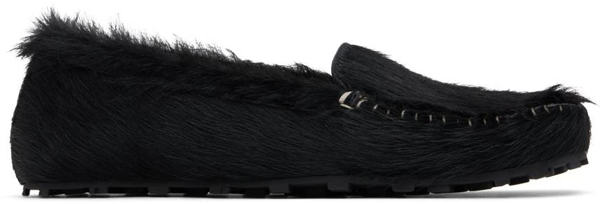 Marni Black Calf-Hair Moc Loafers 1