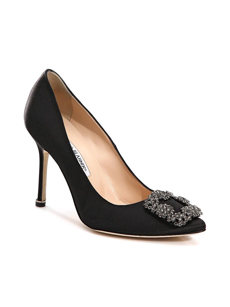 Manolo Blahnik Hangisi 105MM Embellished Satin Pumps
