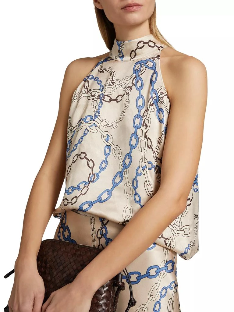 Rails Leah Chain-Print Satin Halterneck Top 6