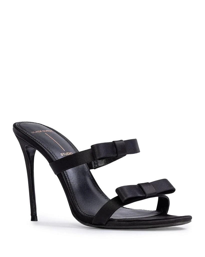 Black Suede Studio Women's Chic Satin High Heel Bow Sandals 1