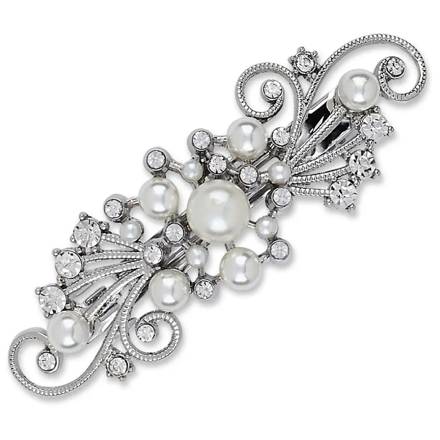 Scunci Real Style Pearl and Rhinestone Hair Barrette