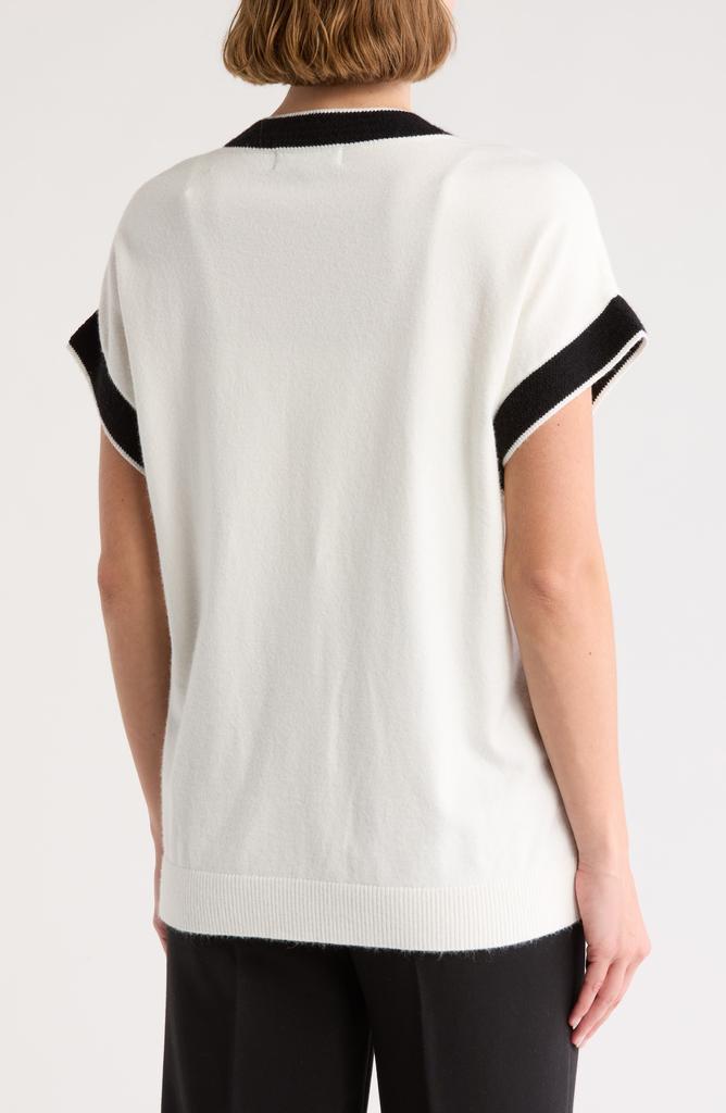 Ellen Tracy Piped Cap Sleeve Sweater